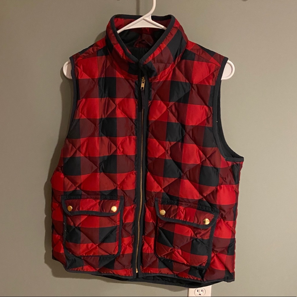 J.Crew red/black plaid vest